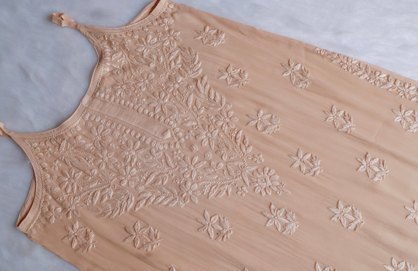 Nayaab Beige Viscose Sleeveless Set