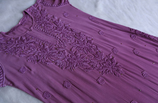 Athena Dusty Purple Viscose Georgette Kurta