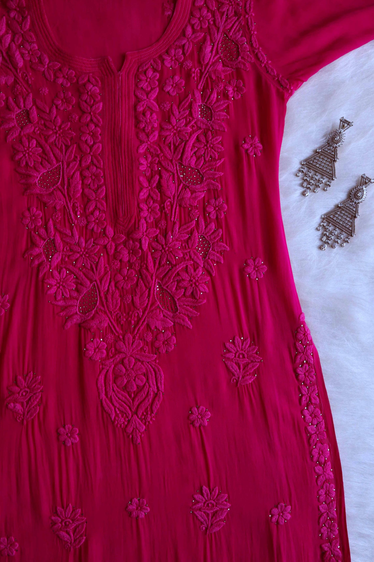 Ehsaas Deep Pink Viscose Georgette Kurta