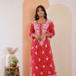 Naaz Long Chikankari Kurti in Red