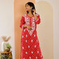 Naaz Long Chikankari Kurti in Red