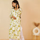 Aisha Rayon Long Chikankari Kurti ( Light Green)