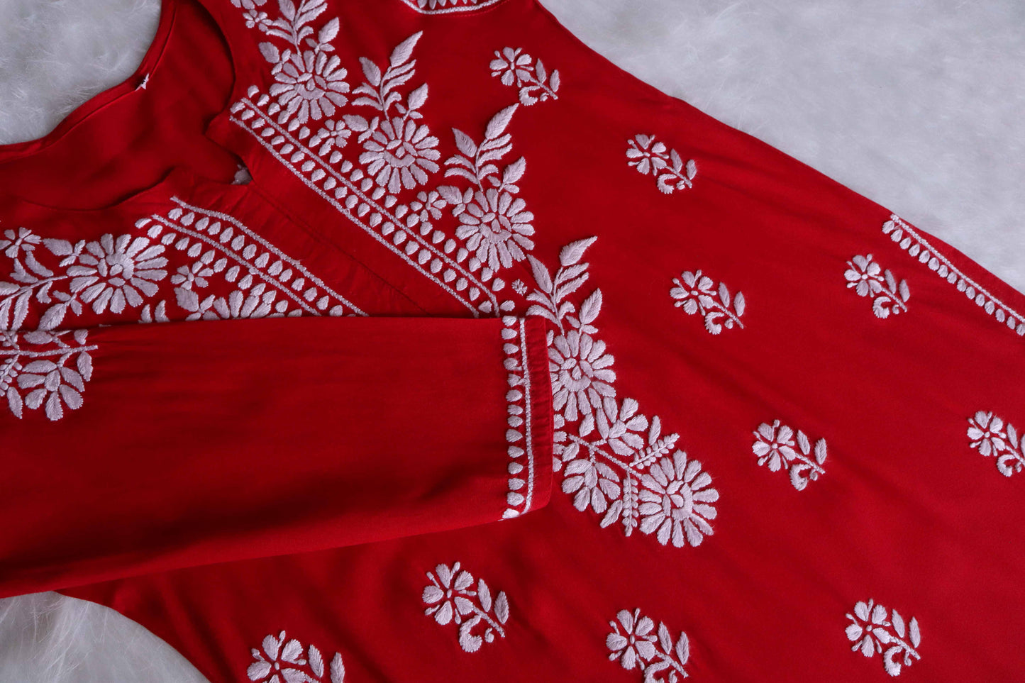 Gulab Red Rayon Kurta Palazzo set