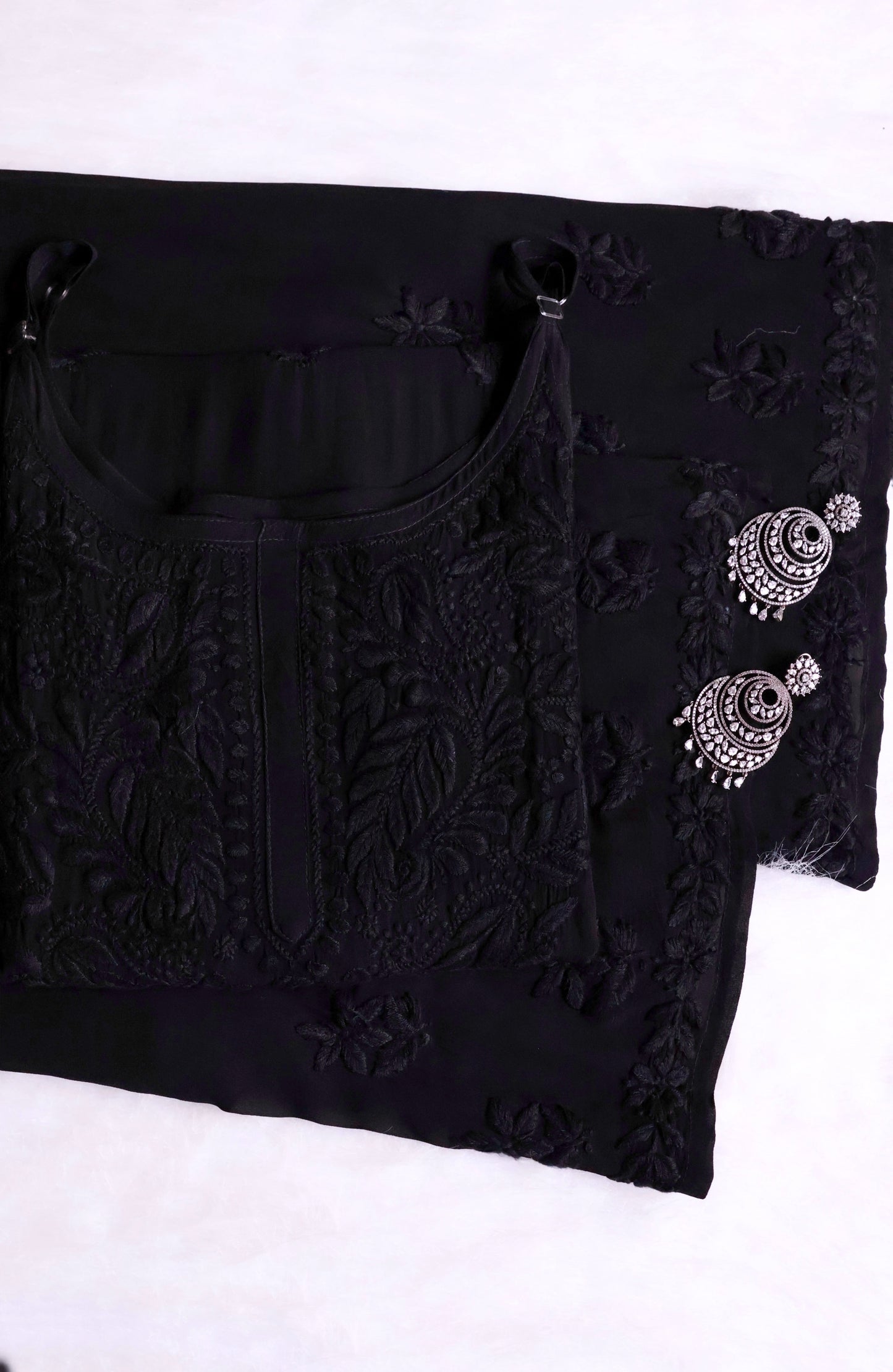 Nayaab Black Viscose Sleeveless Set