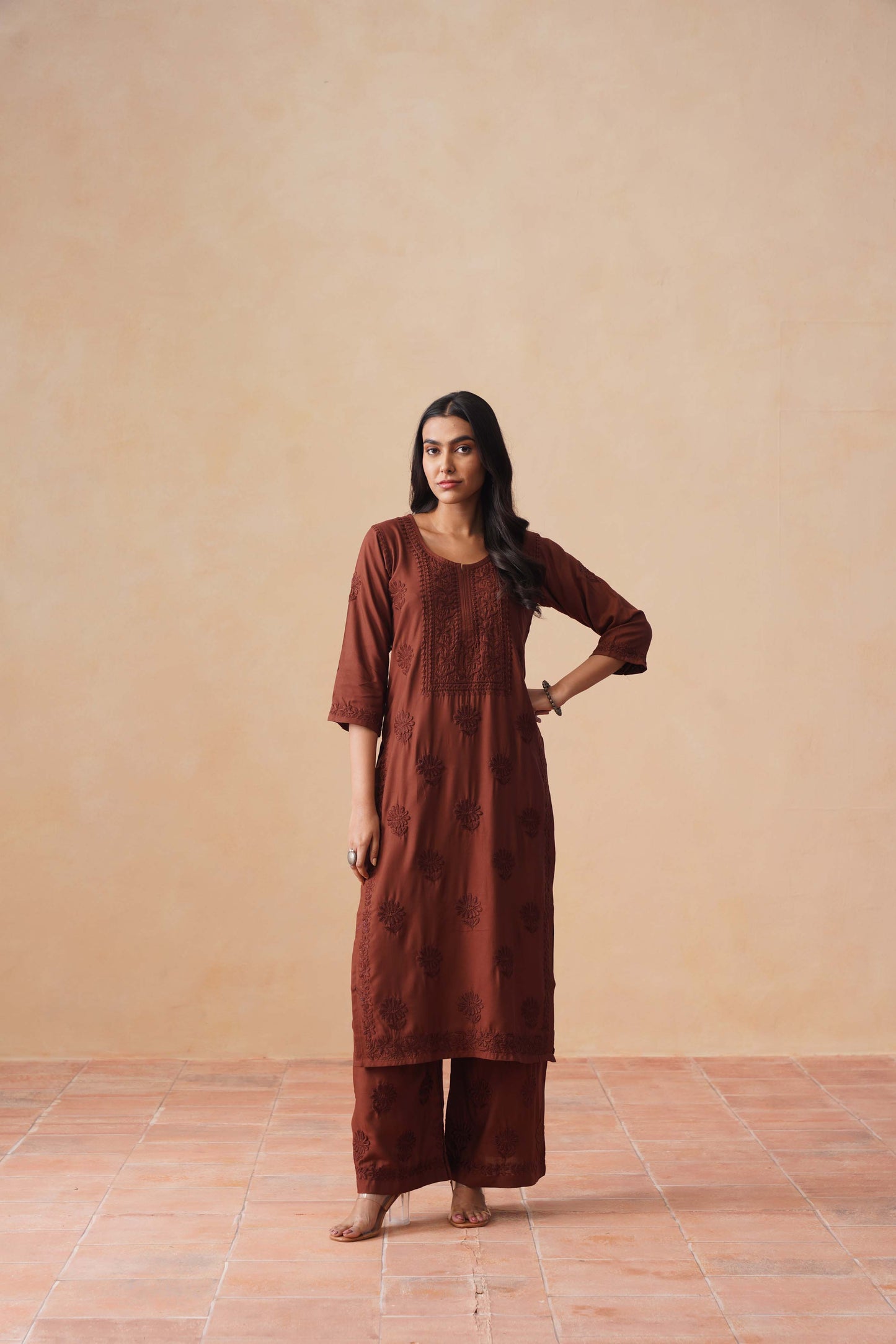 Rozana Brown 2 piece Rayon kurta set