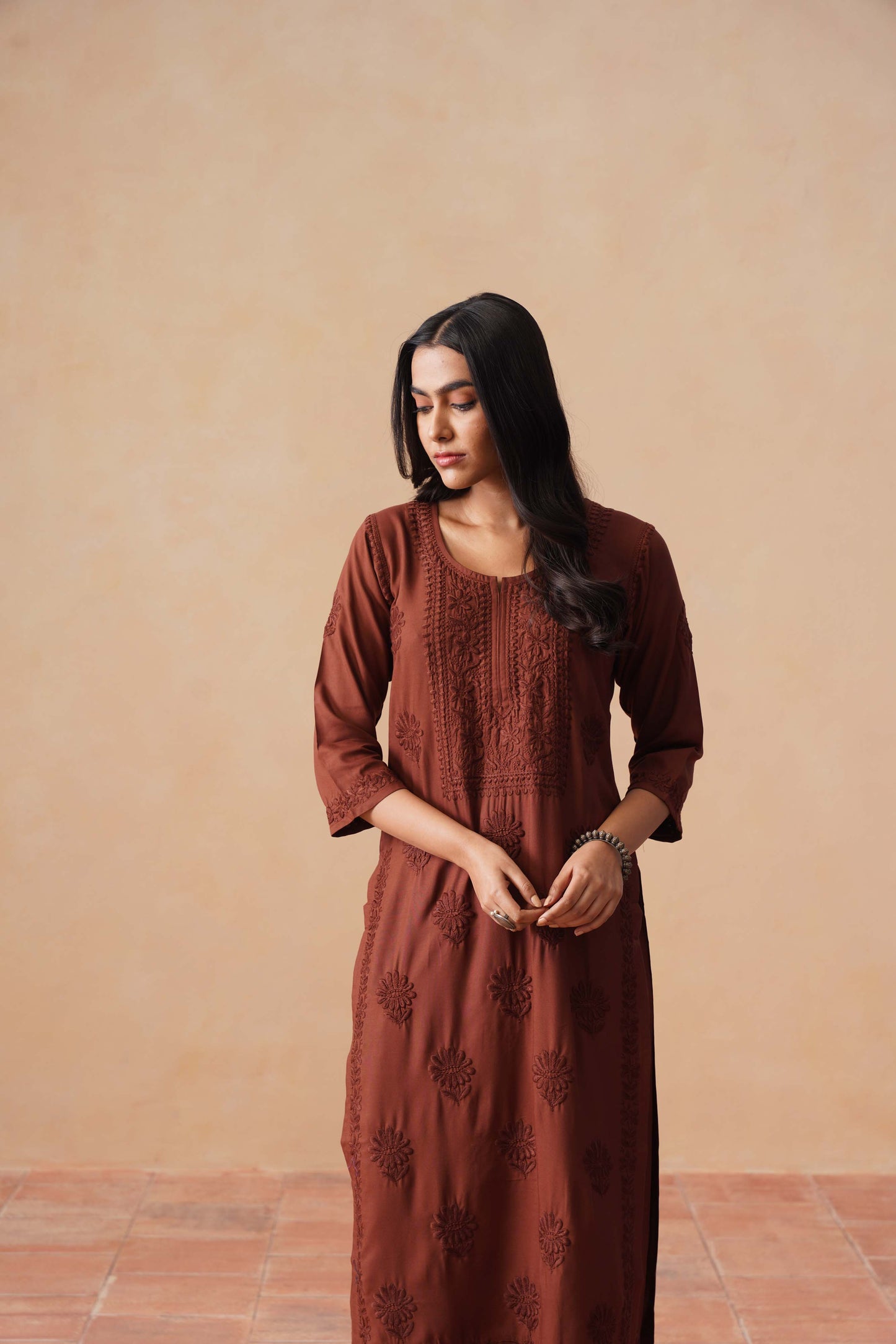 Rozana Brown 2 piece Rayon kurta set