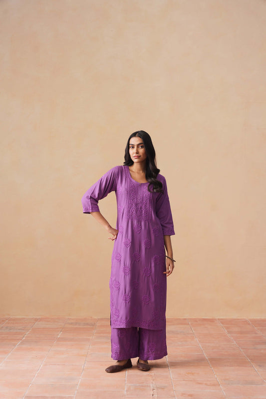 Rozana dusty purple 2 piece Rayon kurta set
