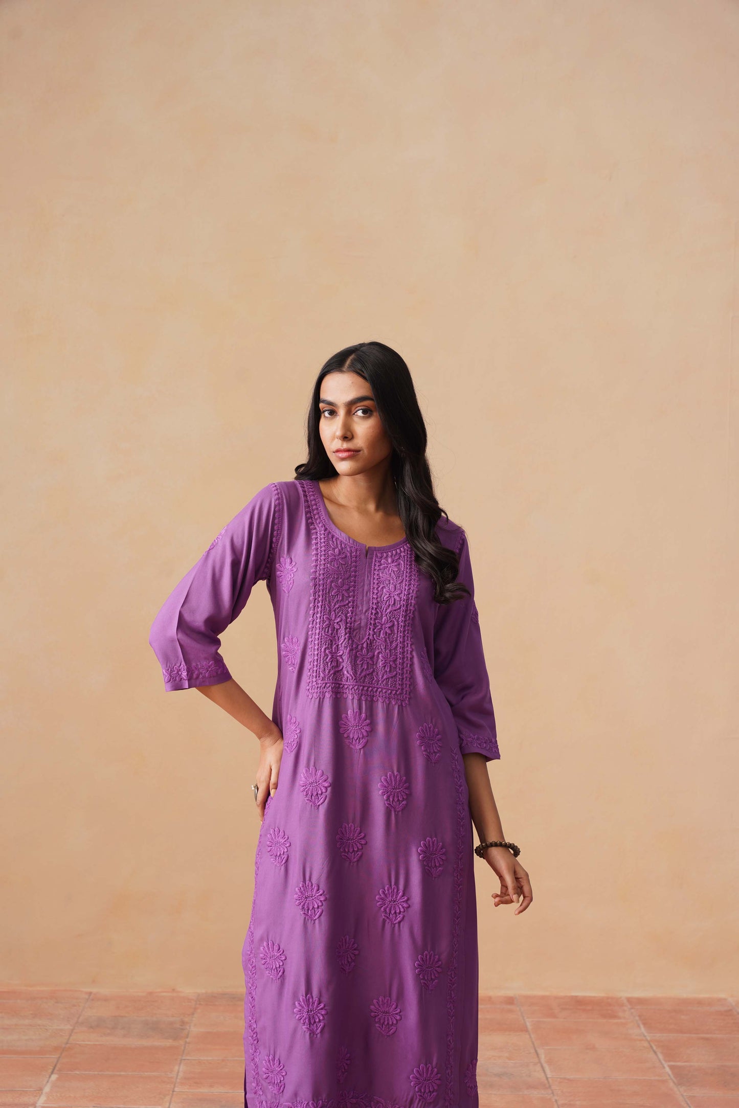 Rozana dusty purple 2 piece Rayon kurta set