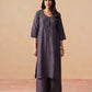 Anouki Dark Grey 2 Piece Rayon Kurta Set