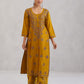 Meher Mustard Embroidered Straight Kurta Palazzo Set