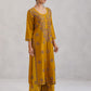 Meher Mustard Embroidered Straight Kurta Palazzo Set