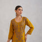 Meher Mustard Embroidered Straight Kurta Palazzo Set