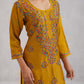 Meher Mustard Embroidered Straight Kurta Palazzo Set