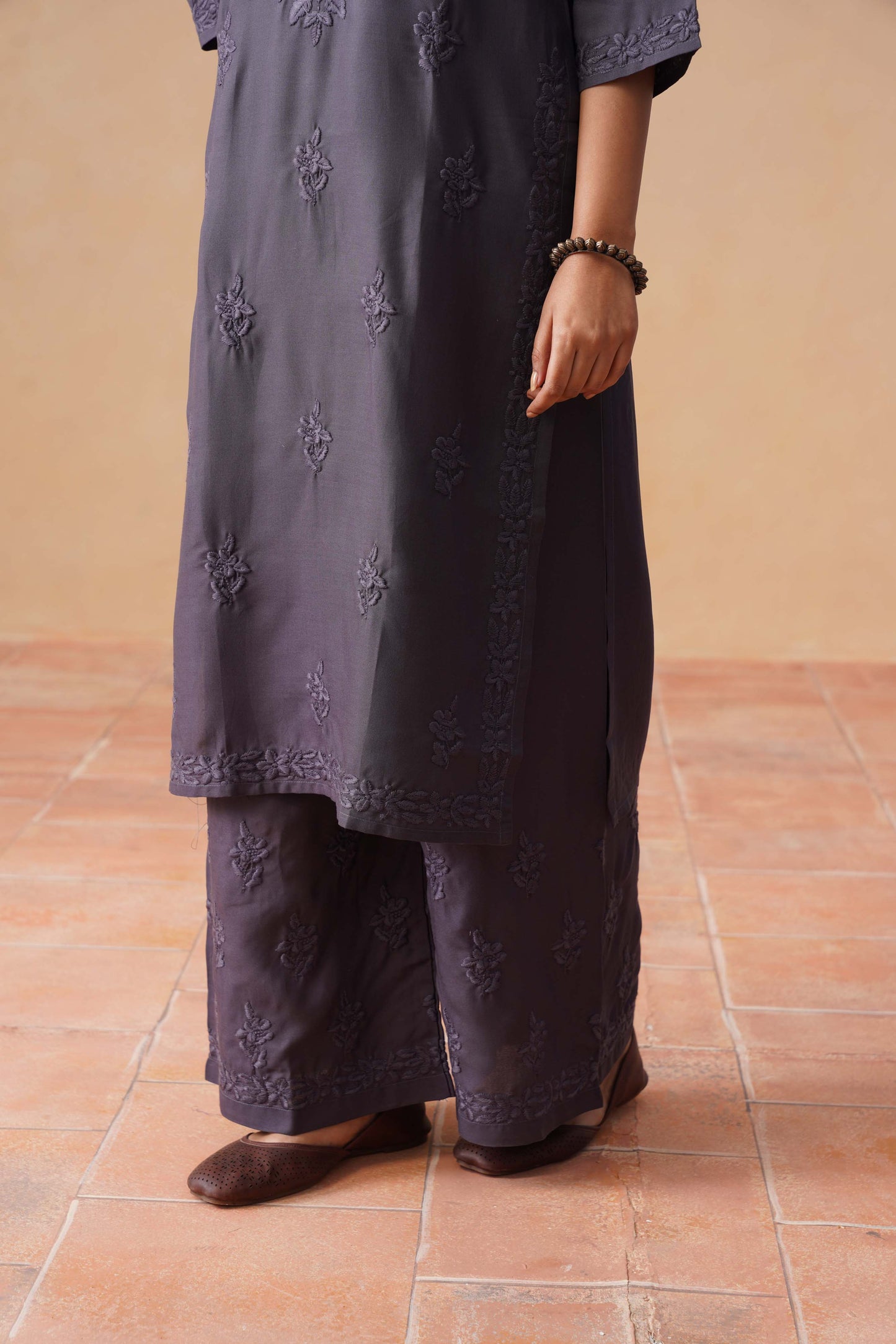 Anouki Dark Grey 2 Piece Rayon Kurta Set