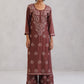 Meher Dusty Rose Embroidered Straight Kurta Palazzo Set