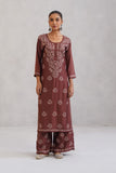 Meher Dusty Rose Embroidered Straight Kurta Palazzo Set