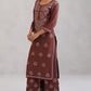 Meher Dusty Rose Embroidered Straight Kurta Palazzo Set