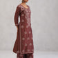 Meher Dusty Rose Embroidered Straight Kurta Palazzo Set