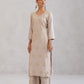 Meher Cream Embroidered Straight Kurta Plazzo Set