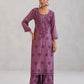 Meher Plum Embroidered Straight Kurta Palazzo Set