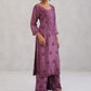 Meher Plum Embroidered Straight Kurta Palazzo Set