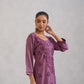 Meher Plum Embroidered Straight Kurta Palazzo Set