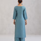 Meher Ice Blue Embroidered Straight Kurta Palazzo Set