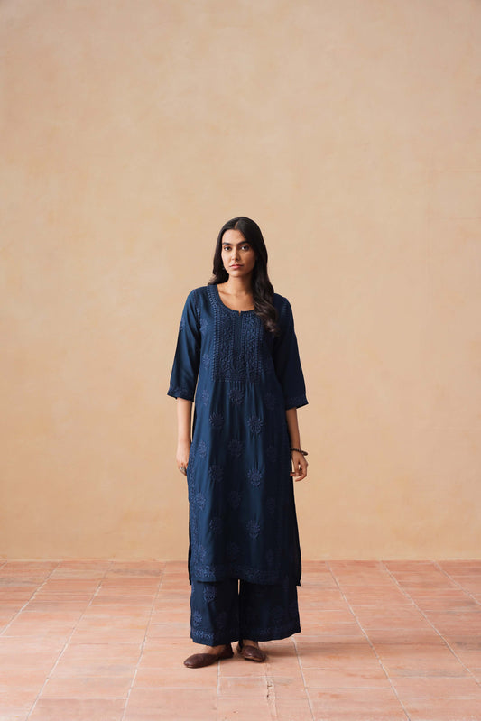 Rozana Navy blue 2 piece Rayon kurta set