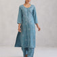 Meher Ice Blue Embroidered Straight Kurta Palazzo Set