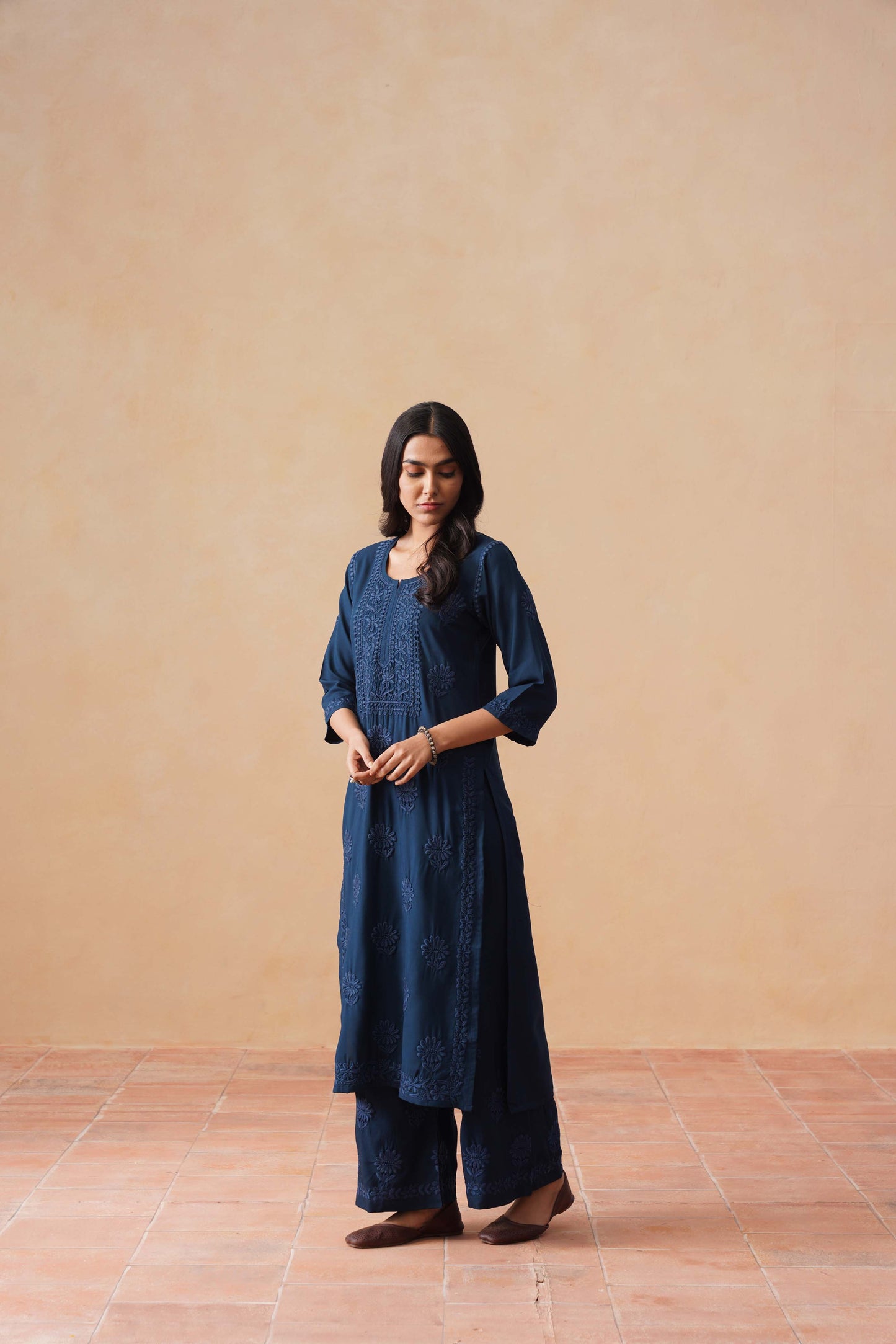 Rozana Navy blue 2 piece Rayon kurta set