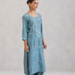 Meher Ice Blue Embroidered Straight Kurta Palazzo Set