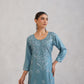 Meher Ice Blue Embroidered Straight Kurta Palazzo Set