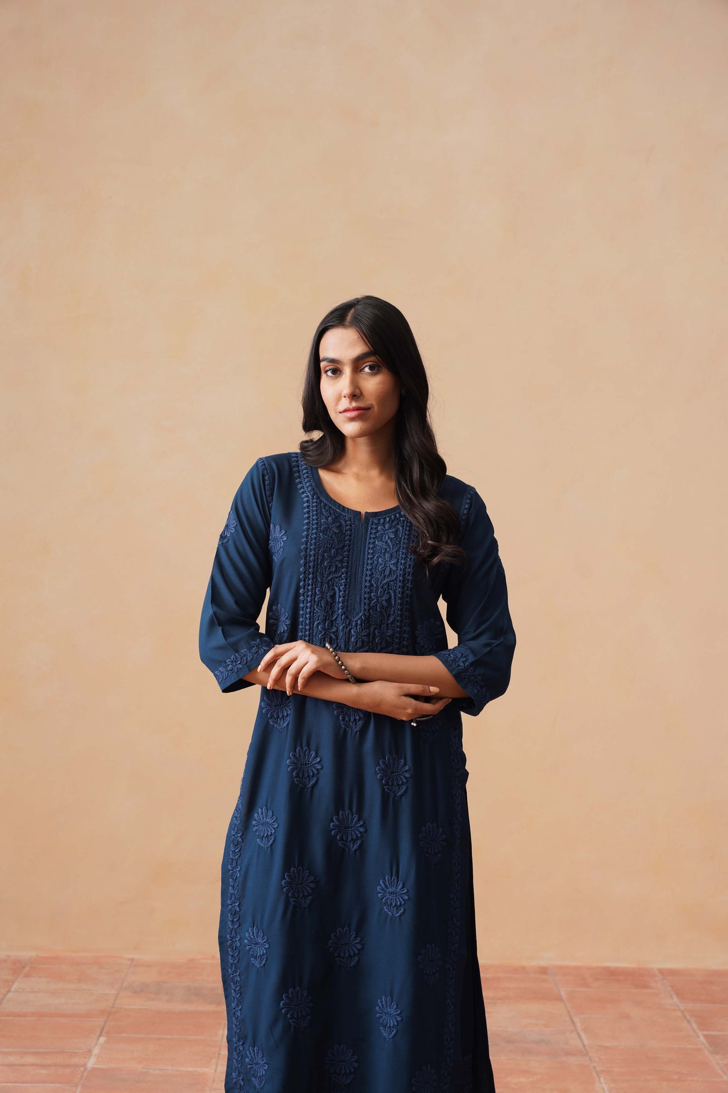 Rozana Navy blue 2 piece Rayon kurta set