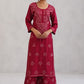 Meher Maroon Embroidered Straight Kurta Palazzo Set