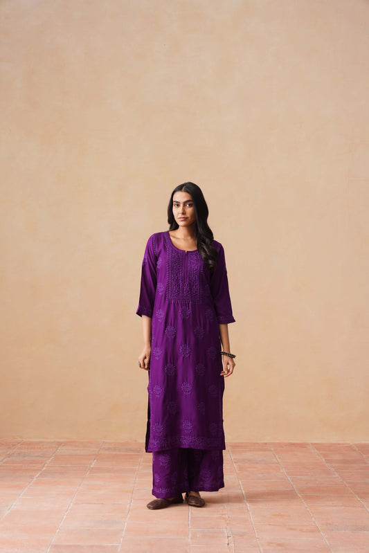 Rozana purple 2 piece Rayon kurta set