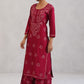 Meher Maroon Embroidered Straight Kurta Palazzo Set
