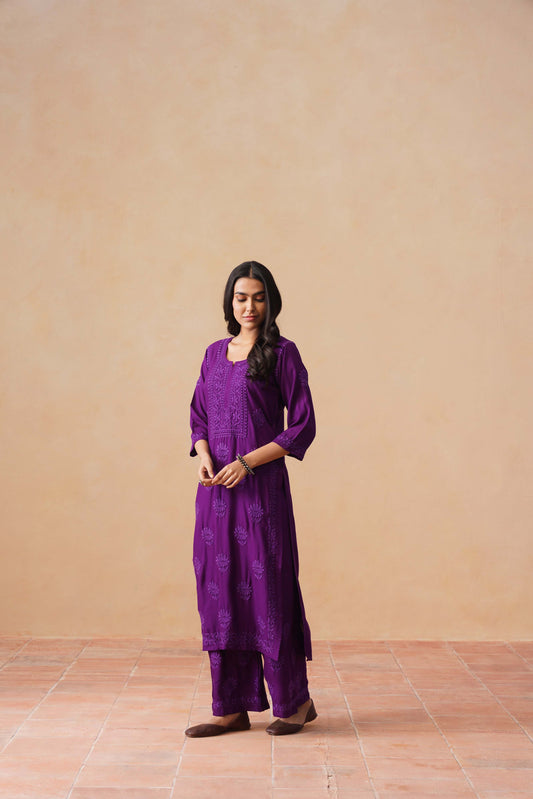 Rozana purple 2 piece Rayon kurta set