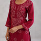Meher Maroon Embroidered Straight Kurta Palazzo Set