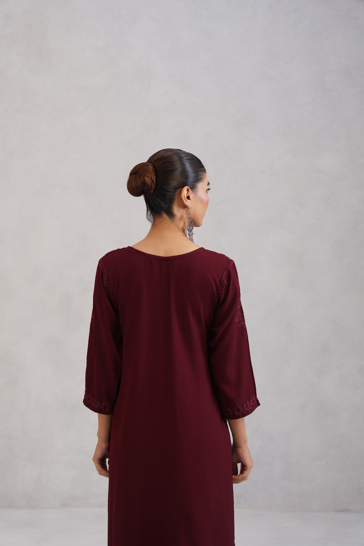 Avira Deep Maroon Floral Embroidered Kurta with Palazzos