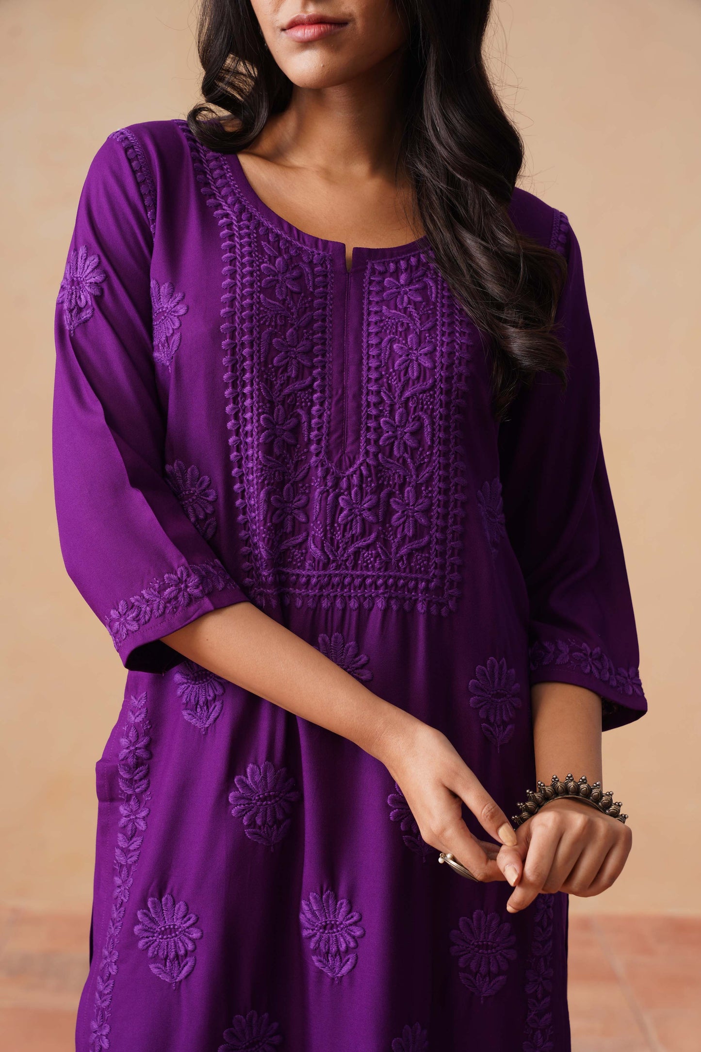 Rozana purple 2 piece Rayon kurta set