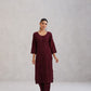 Avira Deep Maroon Floral Embroidered Kurta with Palazzos