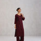Avira Deep Maroon Floral Embroidered Kurta with Palazzos