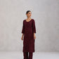 Avira Deep Maroon Floral Embroidered Kurta with Palazzos