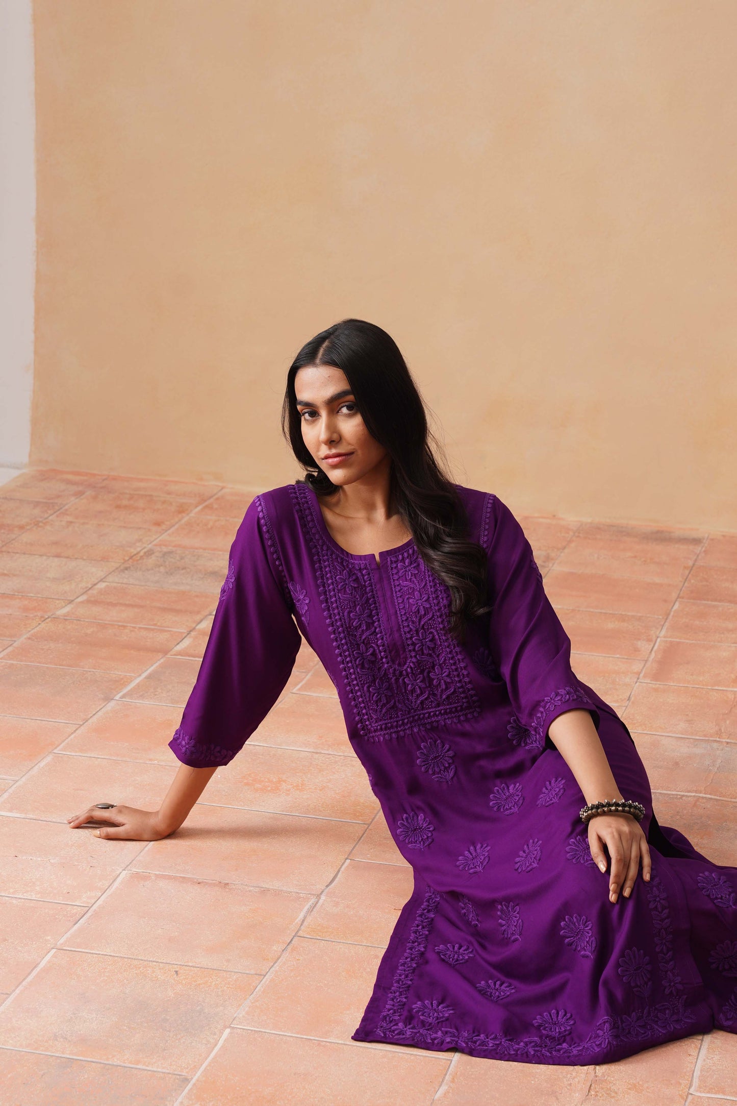 Rozana purple 2 piece Rayon kurta set