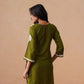 Sama Olive Green Short Rayon Kurta