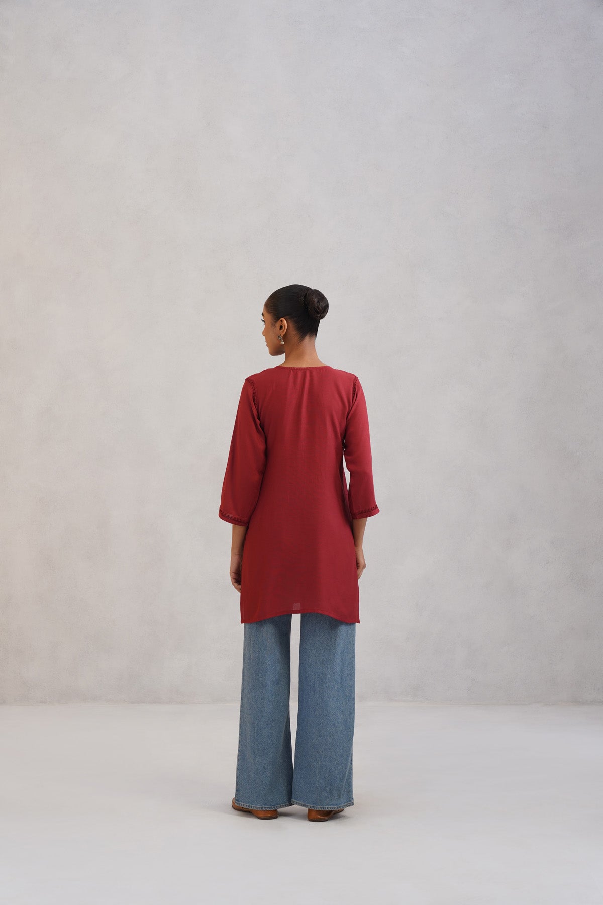 Gulab Rust Ombre Short Rayon Kurta