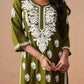 Sama Olive Green Short Rayon Kurta