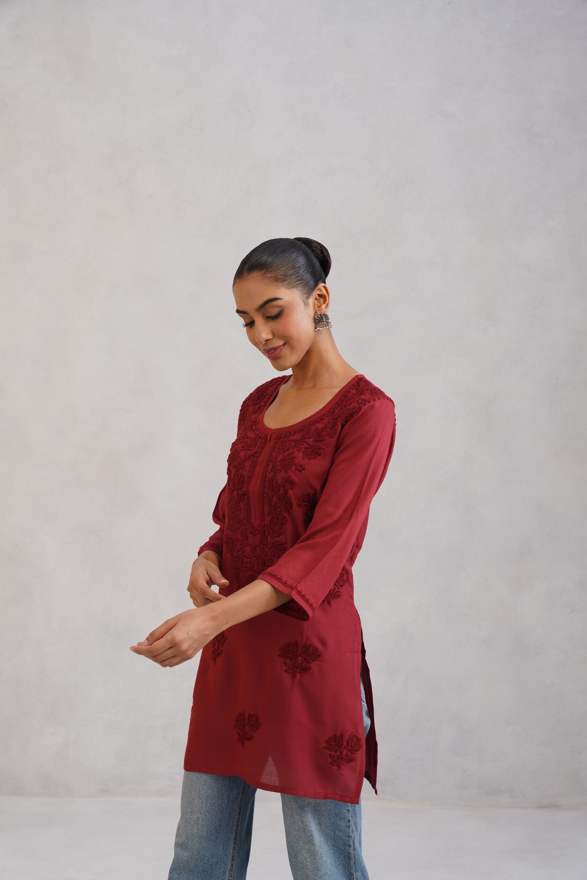 Gulab Rust Ombre Short Rayon Kurta