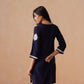 Sama Navy Blue Short Rayon Kurta