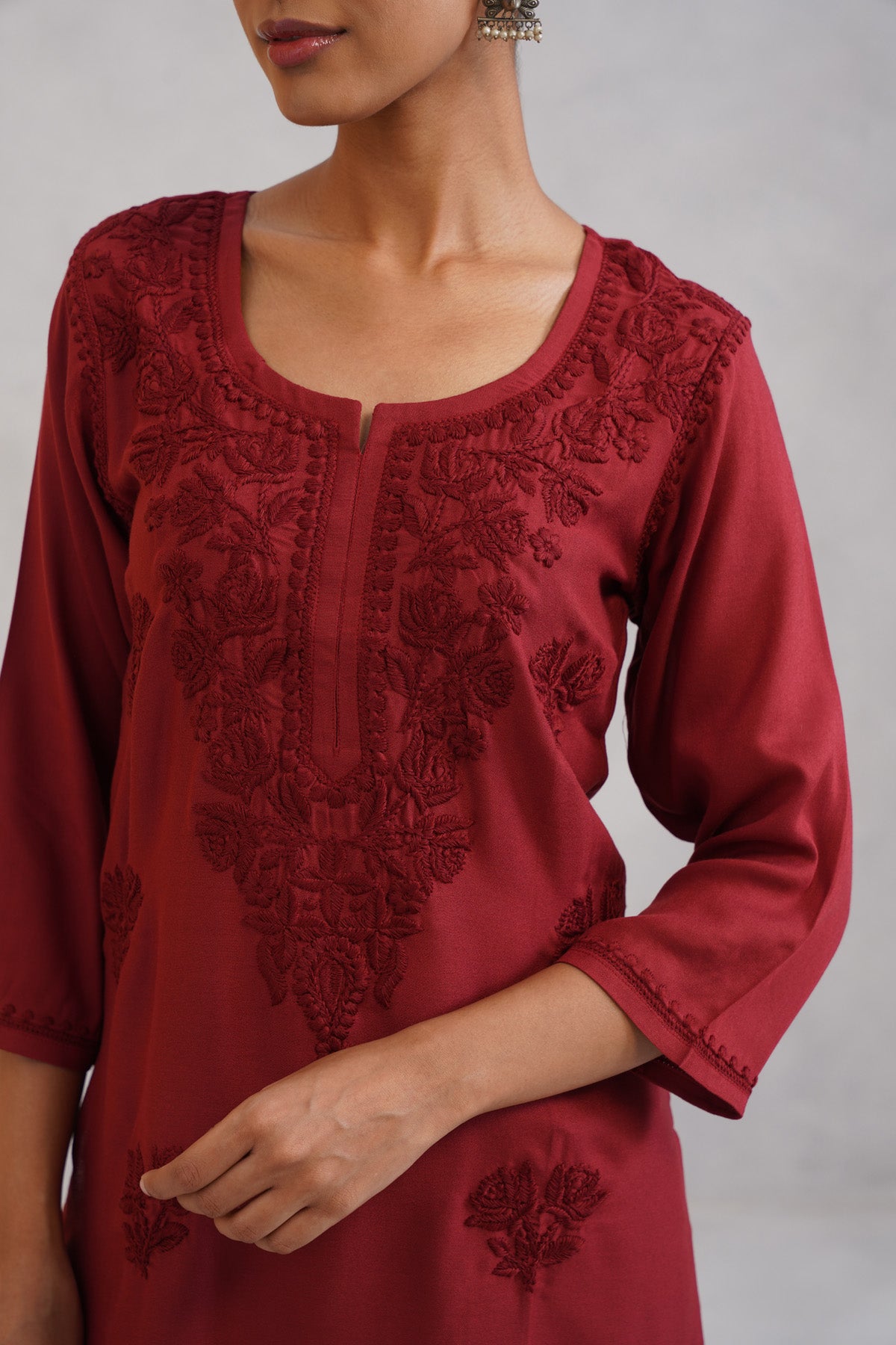 Gulab Rust Ombre Short Rayon Kurta